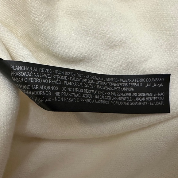 ZARA Black Crystal Glitter Drawstring White Sweater SIZE SMALL Glitzy Extra Wide - Picture 10 of 11